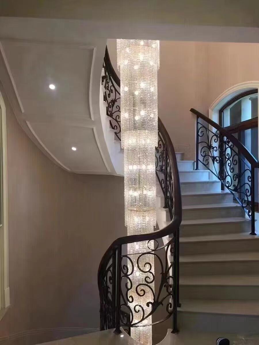 Extra Long Luxury Crystal Chandelier For Staircase / 2 Story Multi-layered Long Light Fixture-MEET LIGHTING