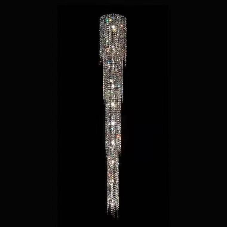 Extra Long Luxury Crystal Chandelier For Staircase / 2 Story Multi-layered Long Light Fixture-MEET LIGHTING