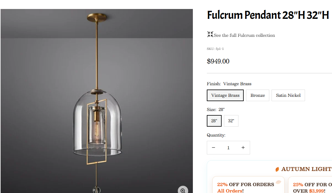 Quotation- 0910 Pendant Light 32"H