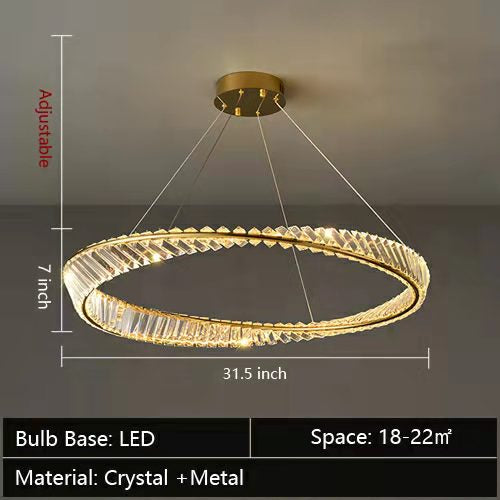 Ring Crystal Chandelier Luxury Living/ Dining Room Ceiling Lamp Bedroom Light-MEET LIGHTING