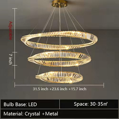 Ring Crystal Chandelier Luxury Living/ Dining Room Ceiling Lamp Bedroom Light-MEET LIGHTING