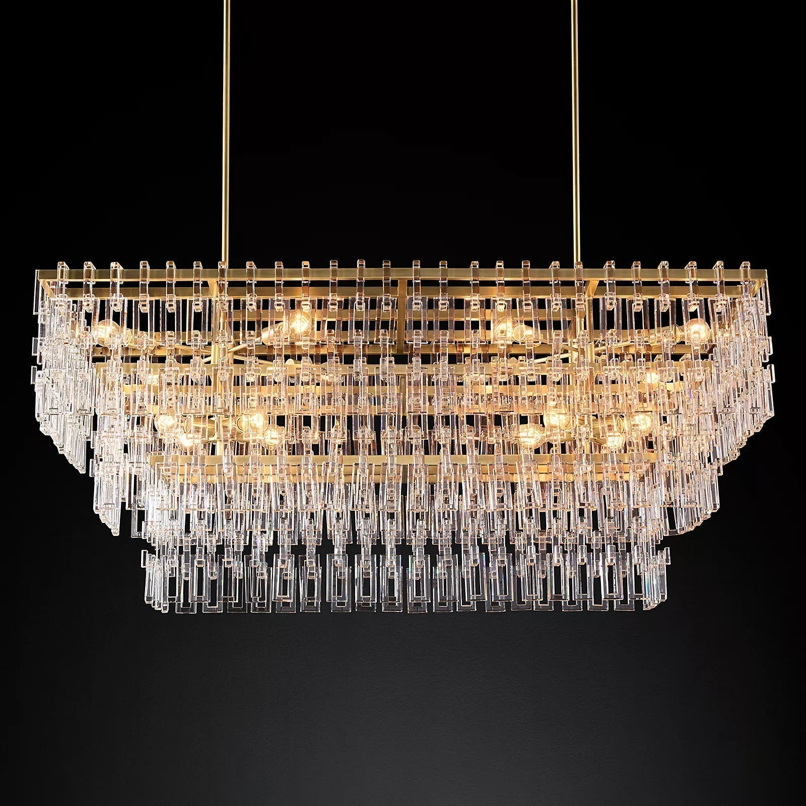Mariogold Multi-Tier Crystal Chain Rectangle Chandelier 60" 72"