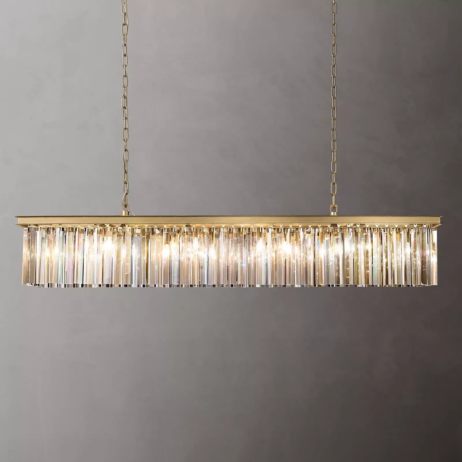 Rhys Rectangular Chandelier 59",Crystal Prism 8-lights