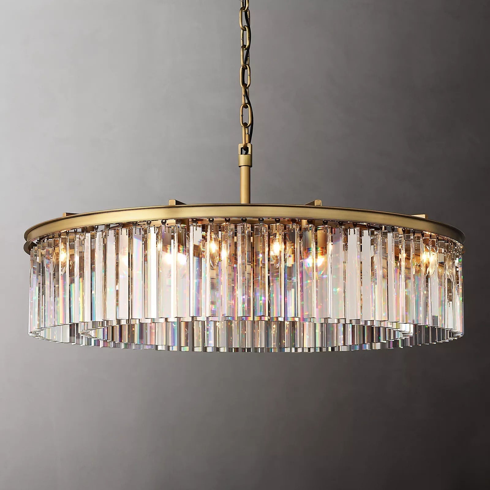 Rhys Round Chandelier 43", Crystal Prism