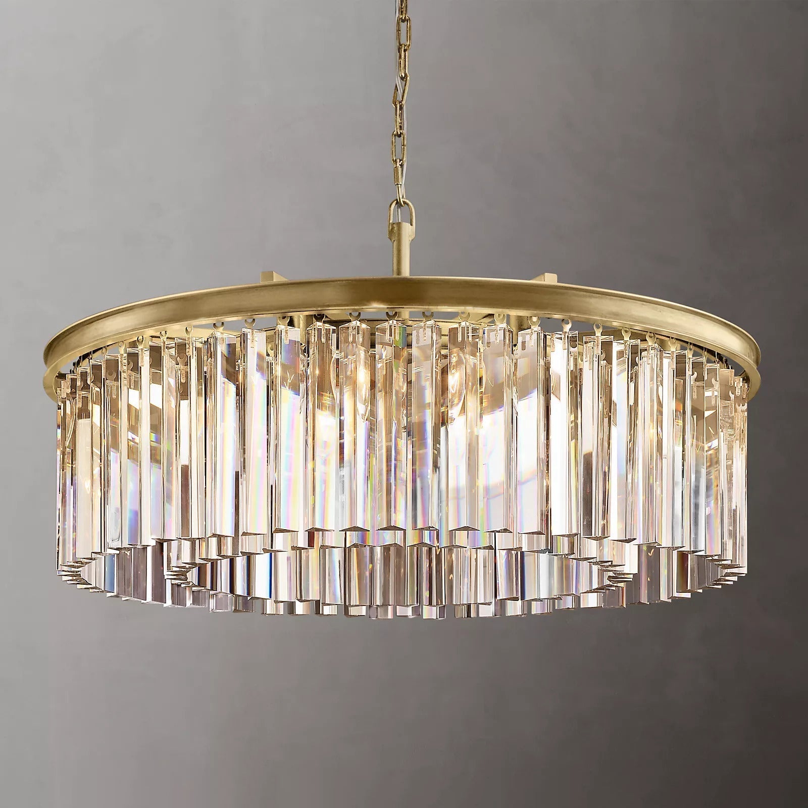 Rhys Round Chandelier 32" ,Crystal Prism