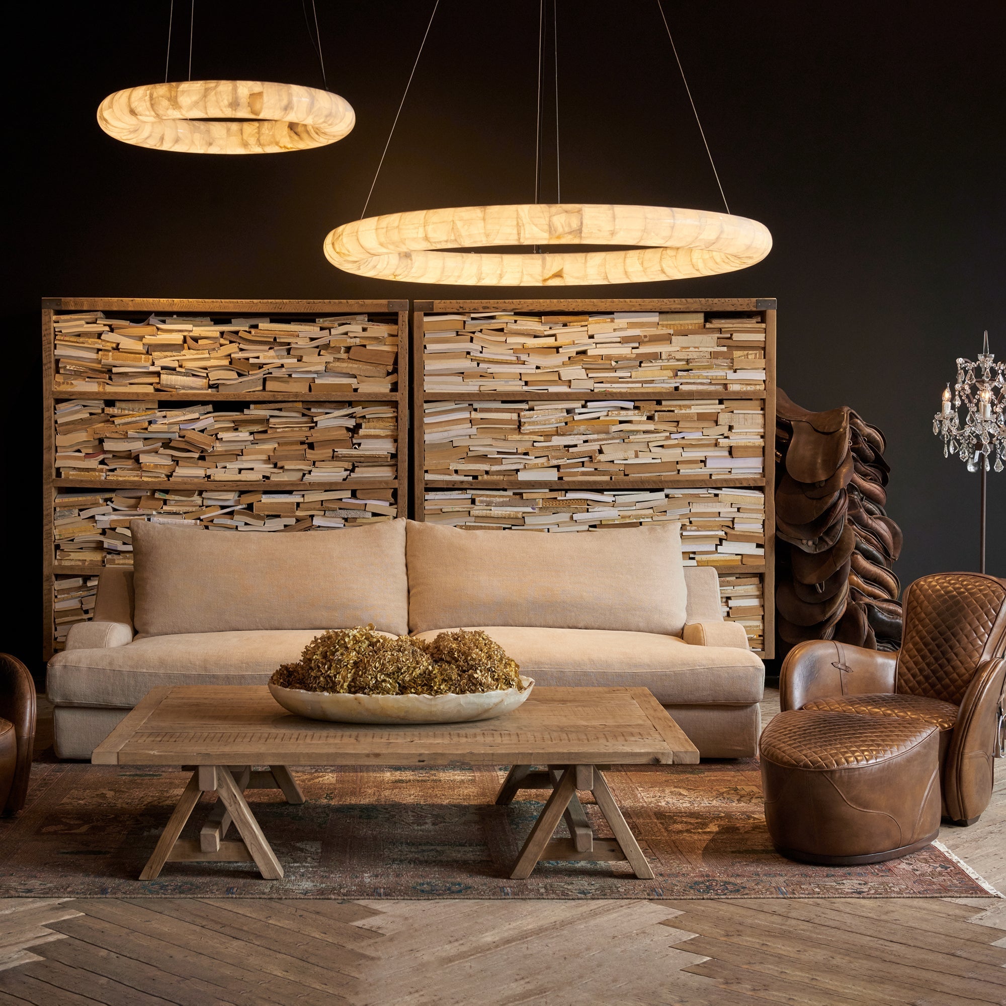 Art Rivage Calcite Curve Ring Chandelier 32" 40" 60"-MEET LIGHTING