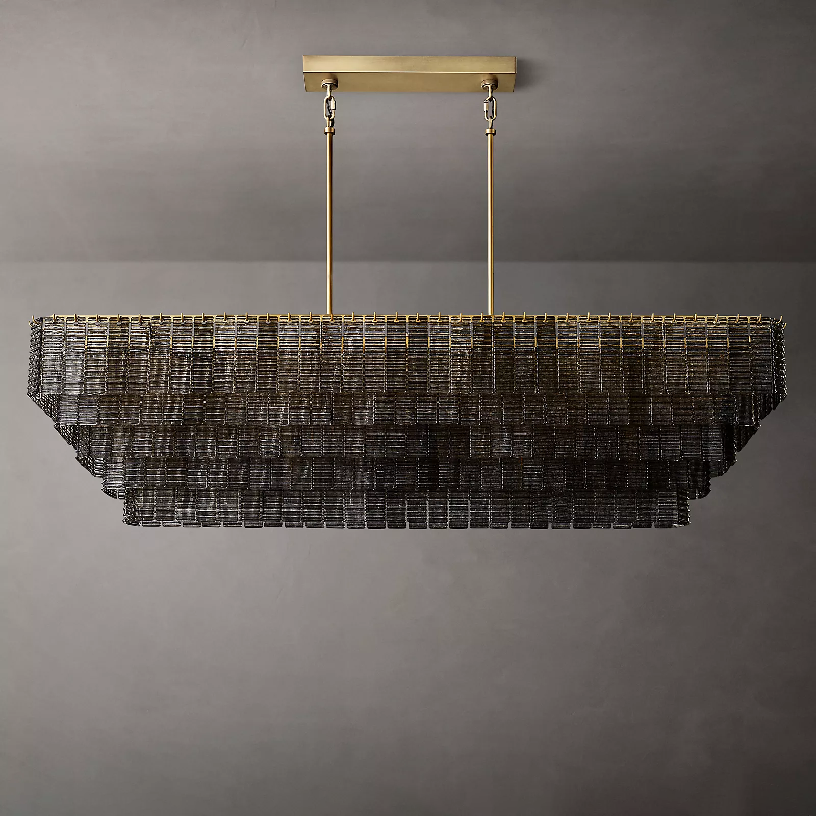 Siren Glass Rectangular Chandelier 77"