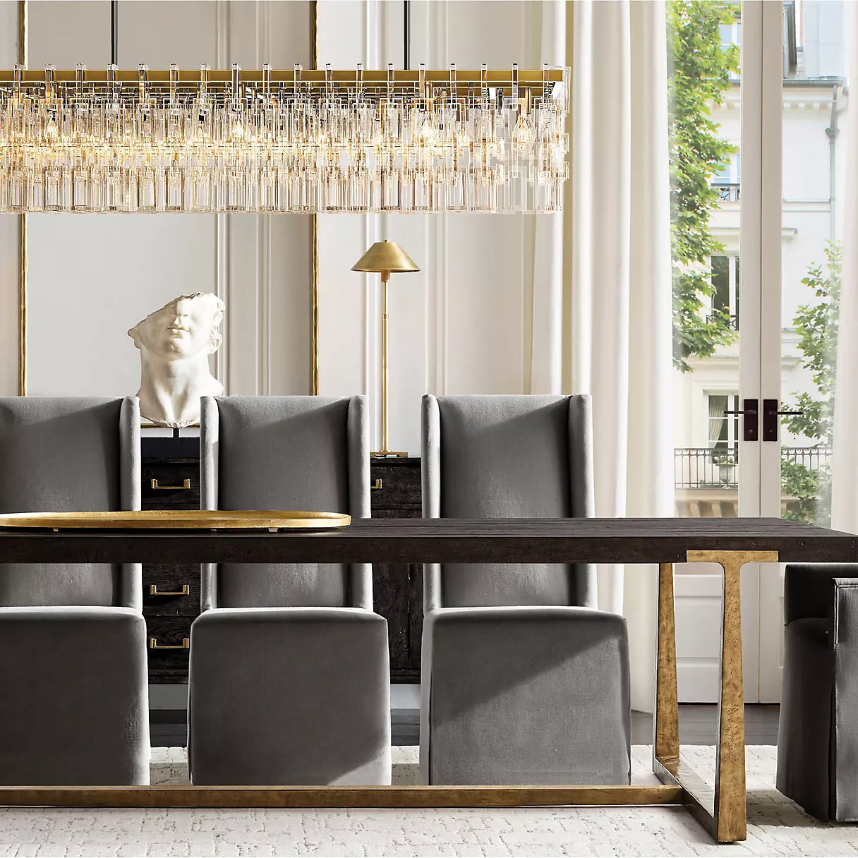 Mariogold Multi-Tier Crystal Chain Rectangle Chandelier 60" 72"