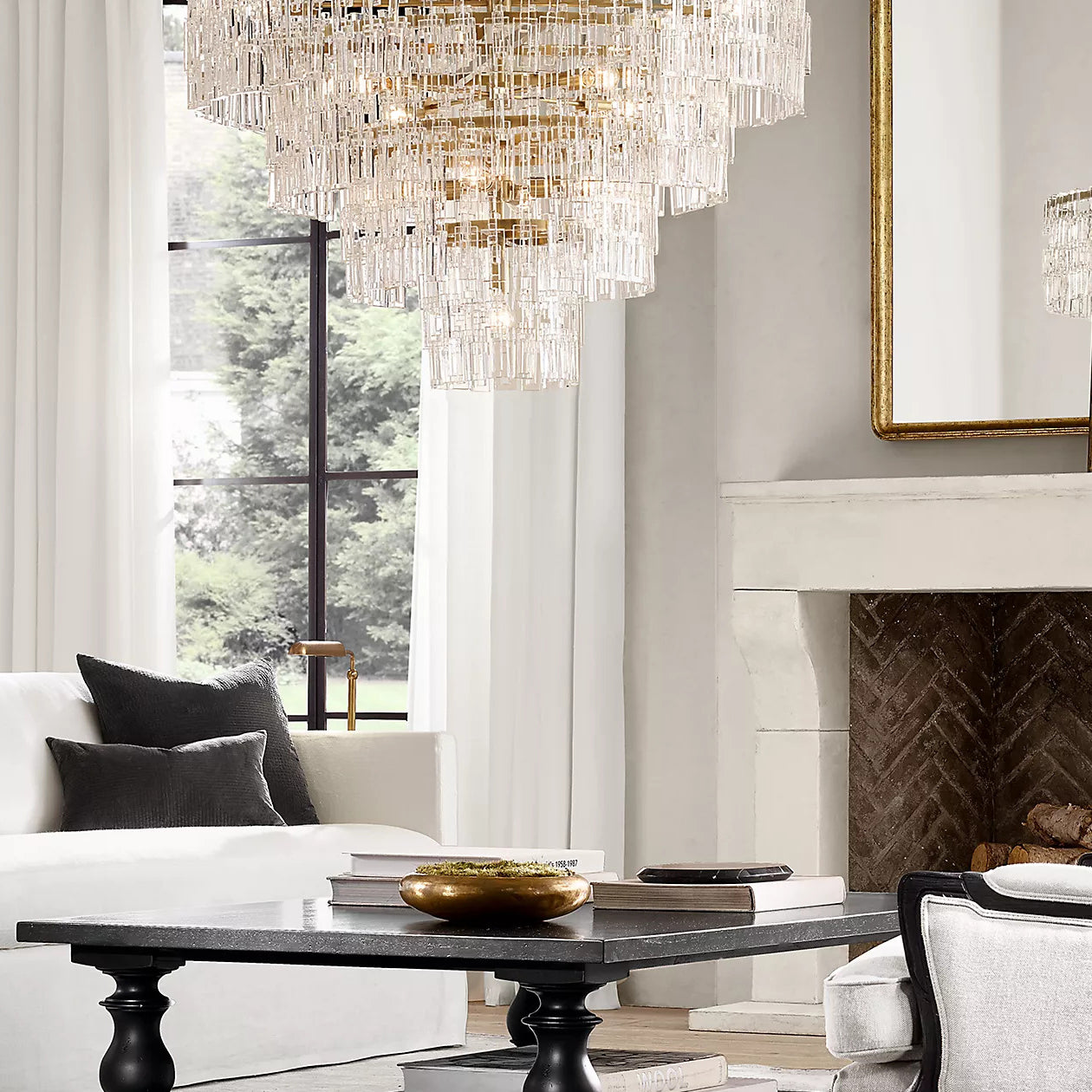 Mariogold Multi-Tier Crystal Chain Round Chandelier 36" 48" 60"