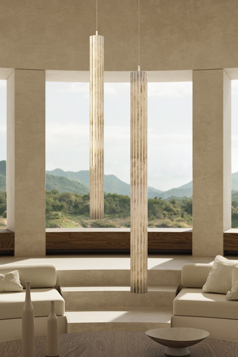 Vertical Roller Alabaster Pendant Light by Meetlighting