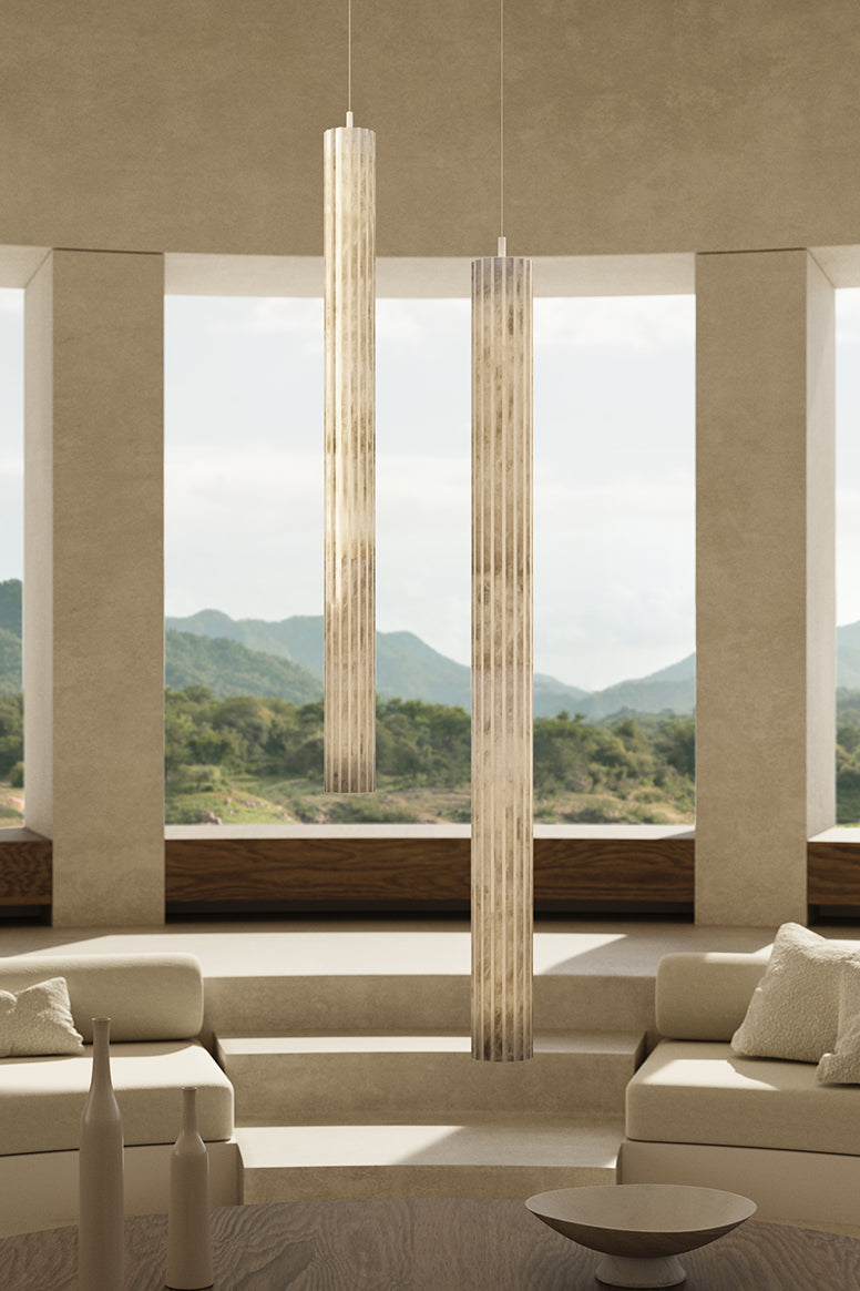 Vertical Roller Alabaster Pendant Light by Meetlighting