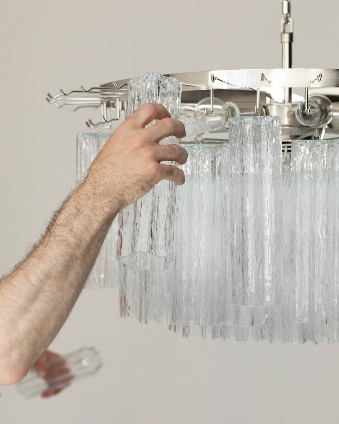Murano Chandelier – 101 Tuber – Textured – Transparent by Meetlighting
