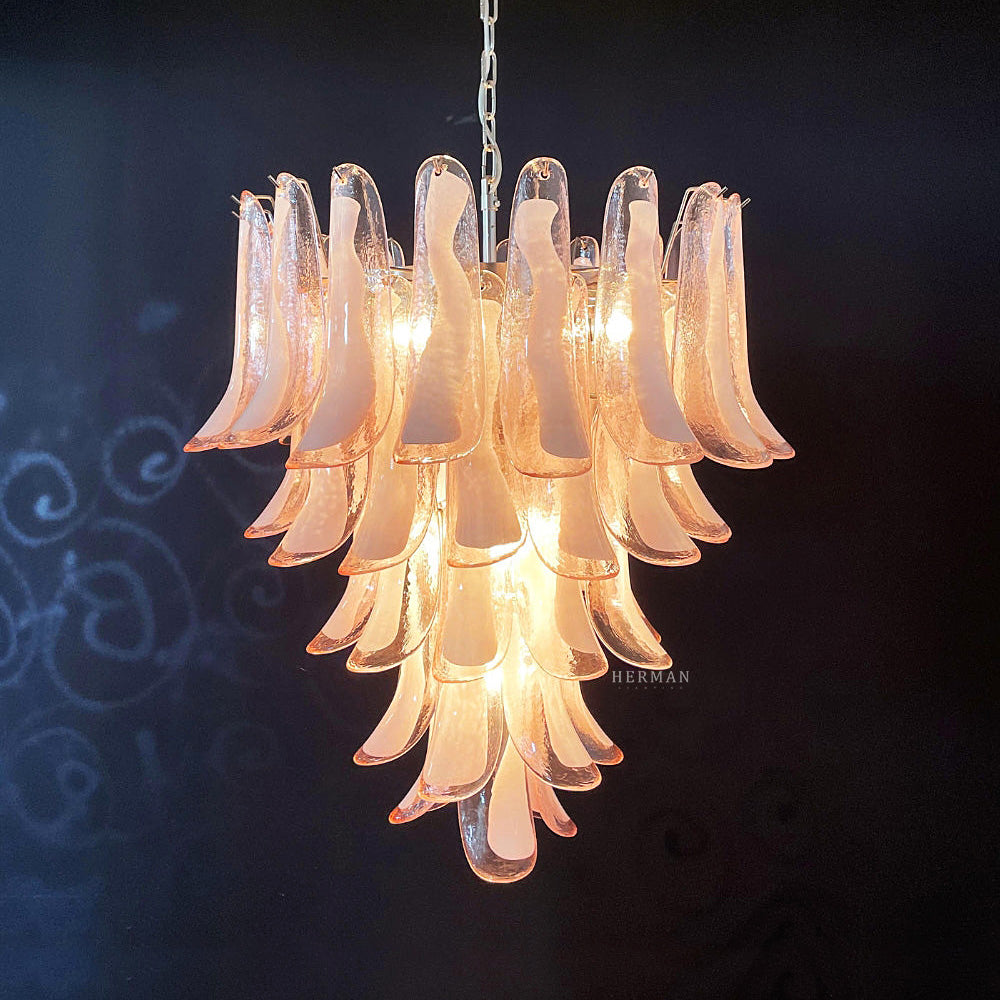 Murano Chandelier – 52 petals – Pink