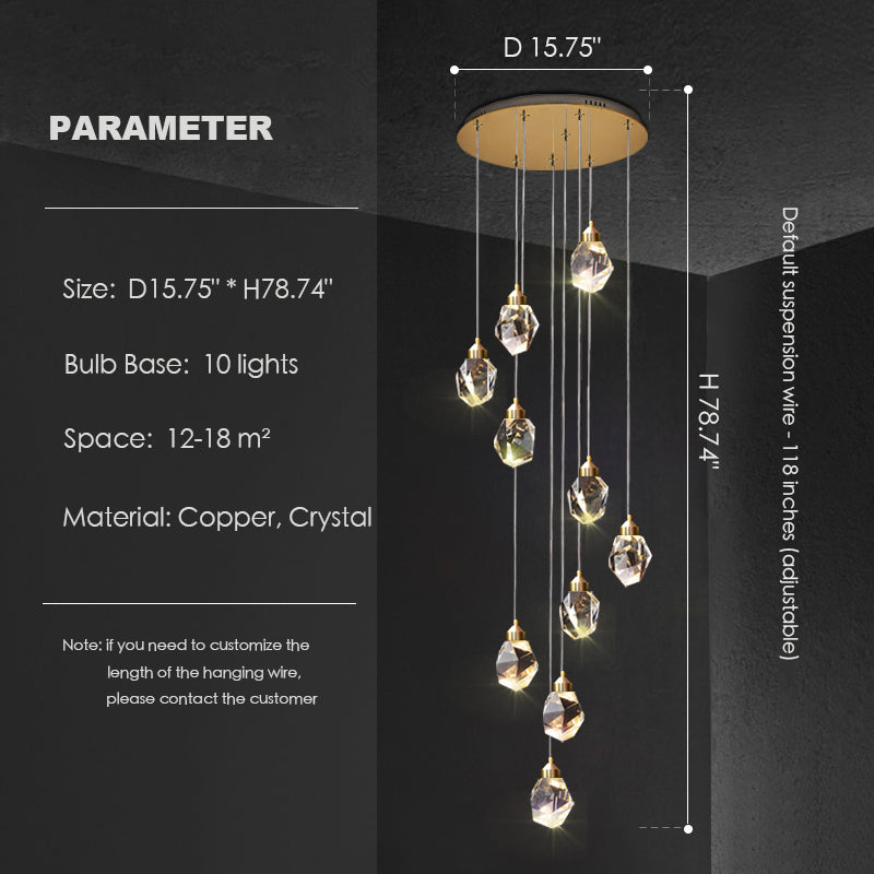 Modern Crystal Chandelier Foyer Living Room Droplight Hall Decoration Lights-MEET LIGHTING