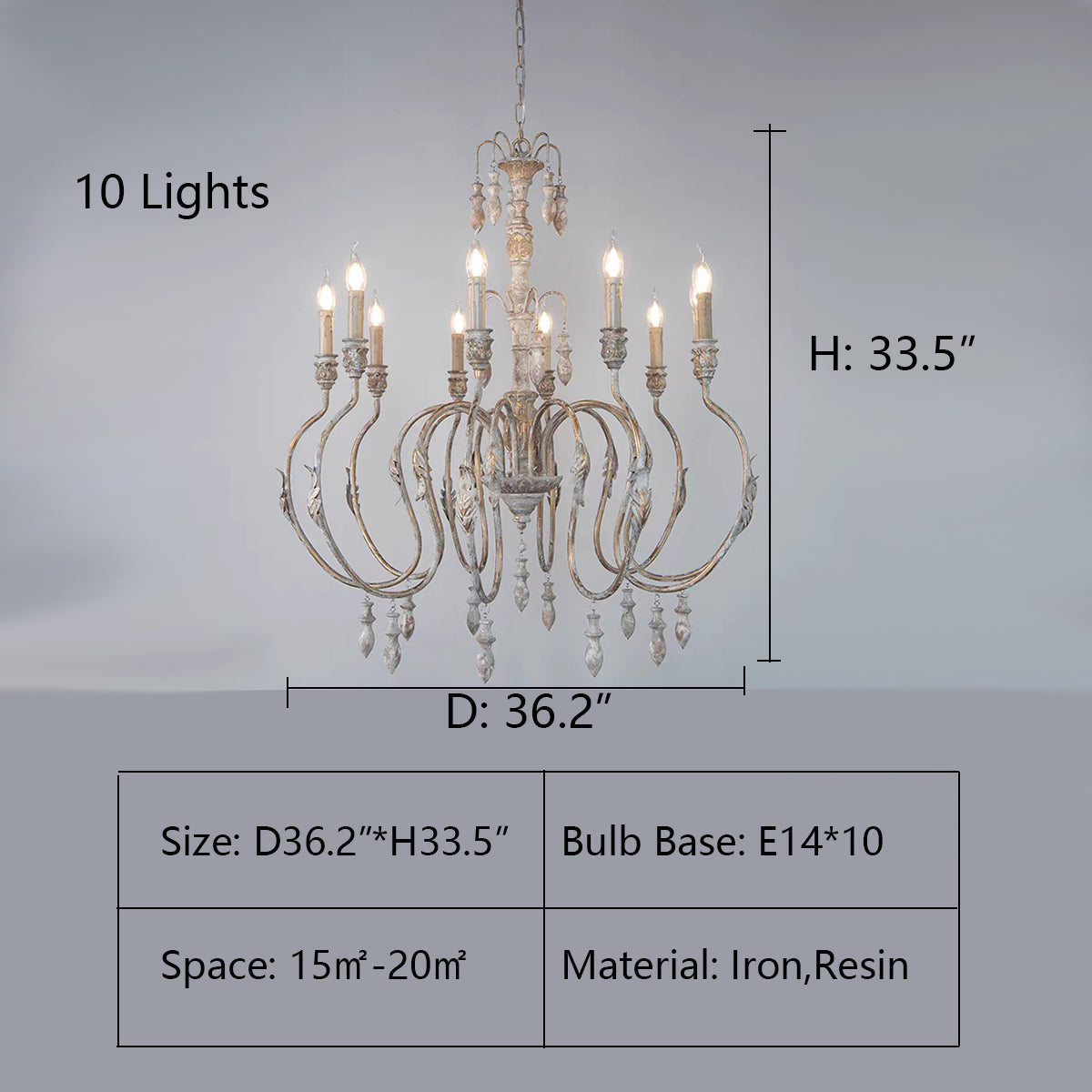 French Vintage Candle Chandelier for Living Room/Bedroom-MEET LIGHTING