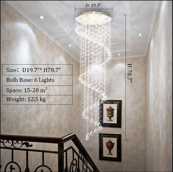 Extra Large Modern Spiral Raindrop Crystal Chandelier For Entryway-MEET LIGHTING
