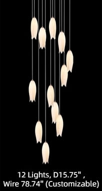 Modern White Ceramic Elegant Tulip Flower Chandelier For Foyer/Staircase-MEET LIGHTING