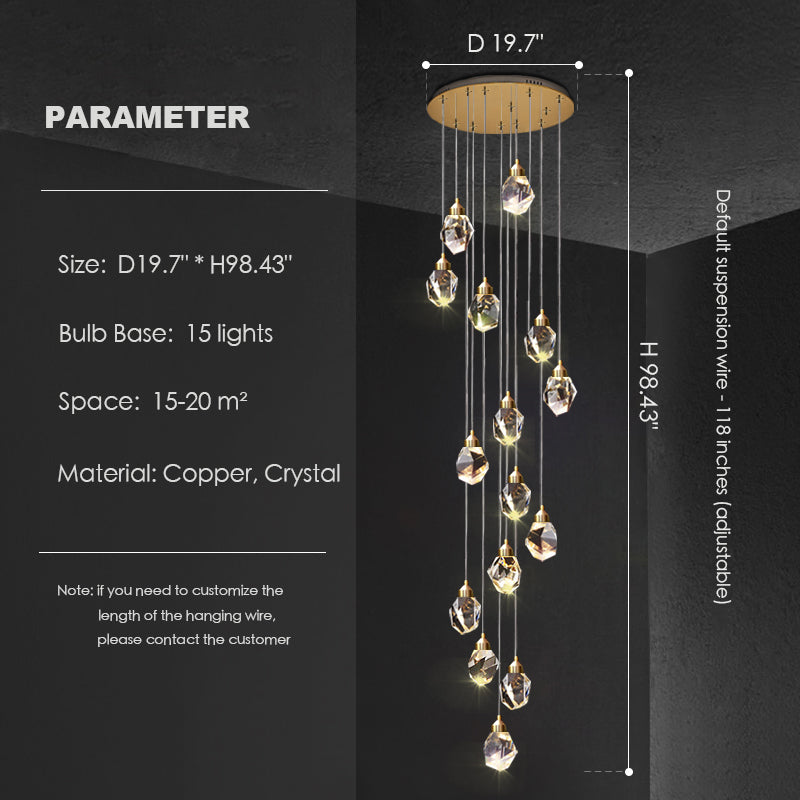Modern Crystal Chandelier Foyer Living Room Droplight Hall Decoration Lights-MEET LIGHTING
