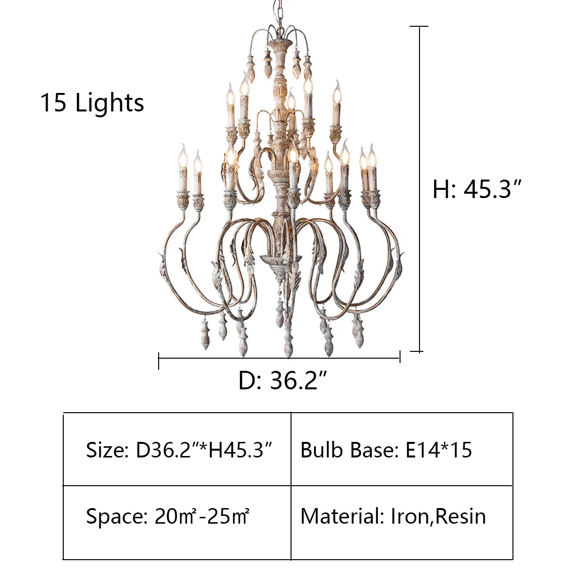 French Vintage Candle Chandelier for Living Room/Bedroom-MEET LIGHTING