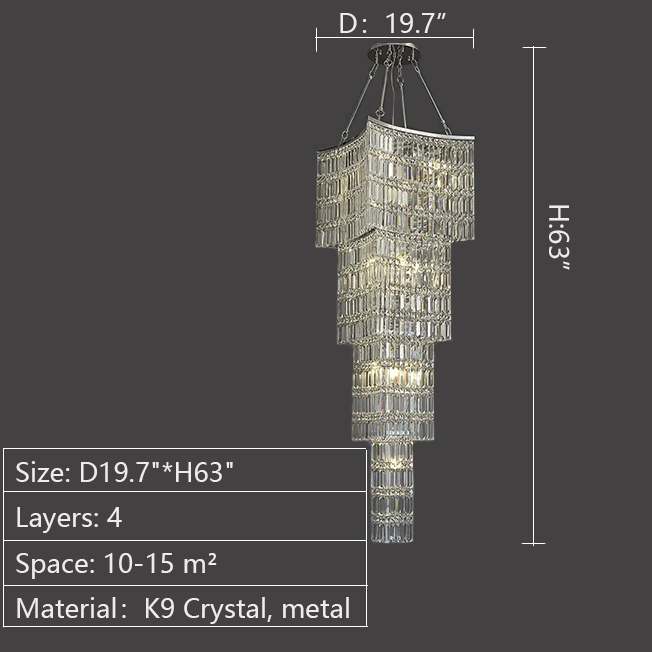 Extra Large Foyer Vertical Layers K9 Crystal Chandelier Chrome Ceiling Lighting Fixture For Staircase Entryway Decor-MEET LIGHTING