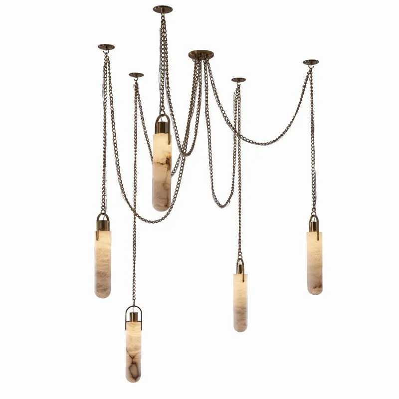 LUXURY MODERN ALABASTER FLINT LED MULTI-DROP PENDANT