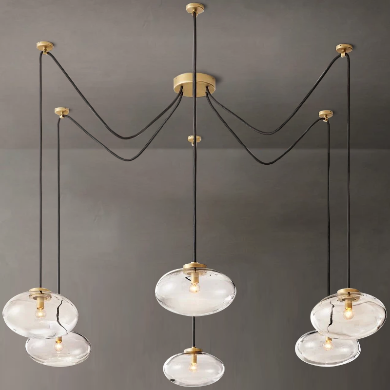 Cabrette Clear Glass Suspended Chandelier 84"