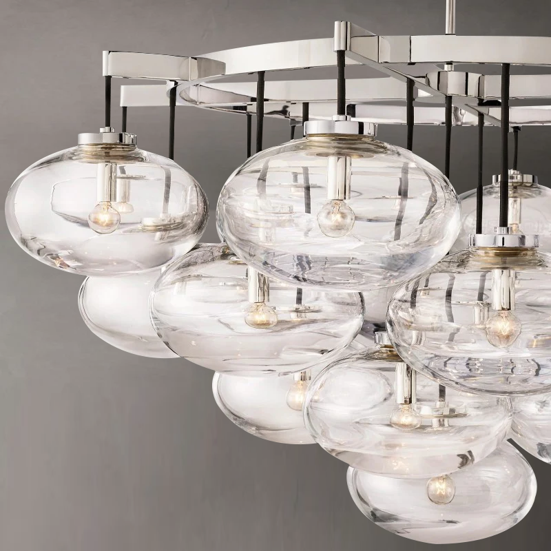 Cabrette Clear Glass Round Chandelier 48"