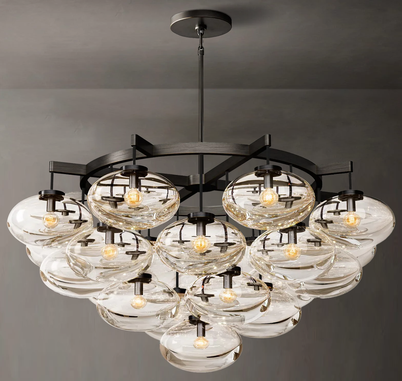 Cabrette Clear Glass Round Chandelier 48"