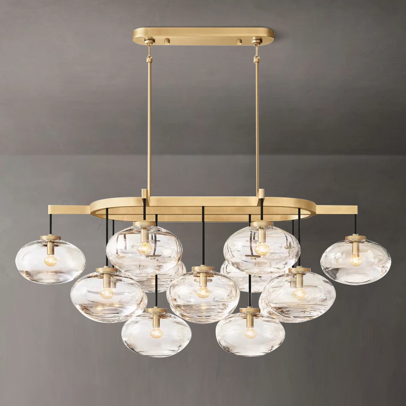 Cabrette Clear Glass Linear Chandelier 54"