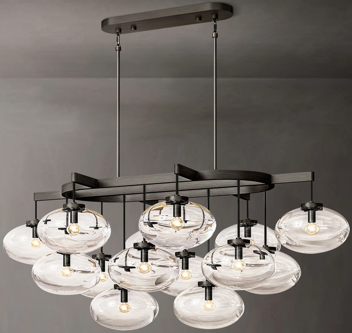 Cabrette Clear Glass Linear Chandelier 54"