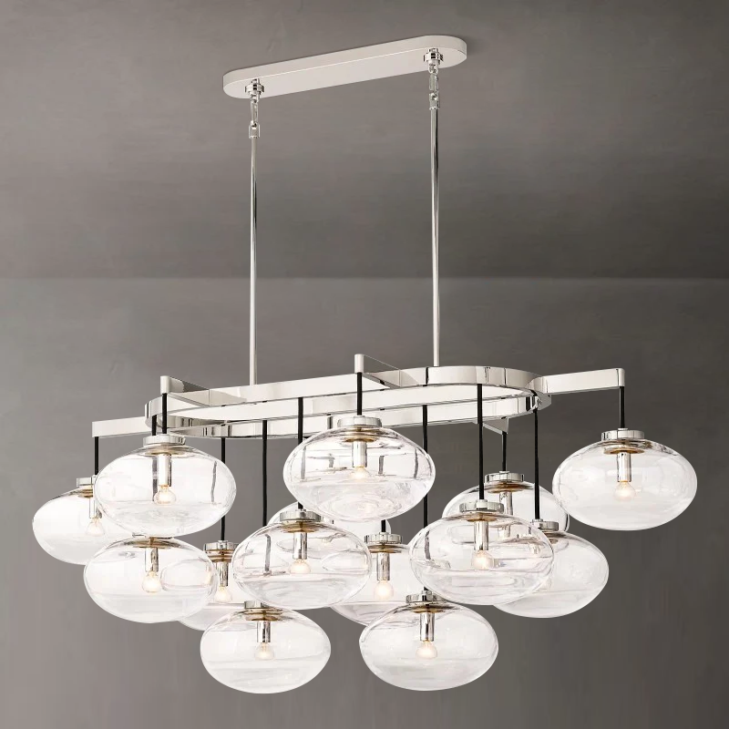 Cabrette Clear Glass Linear Chandelier 54"