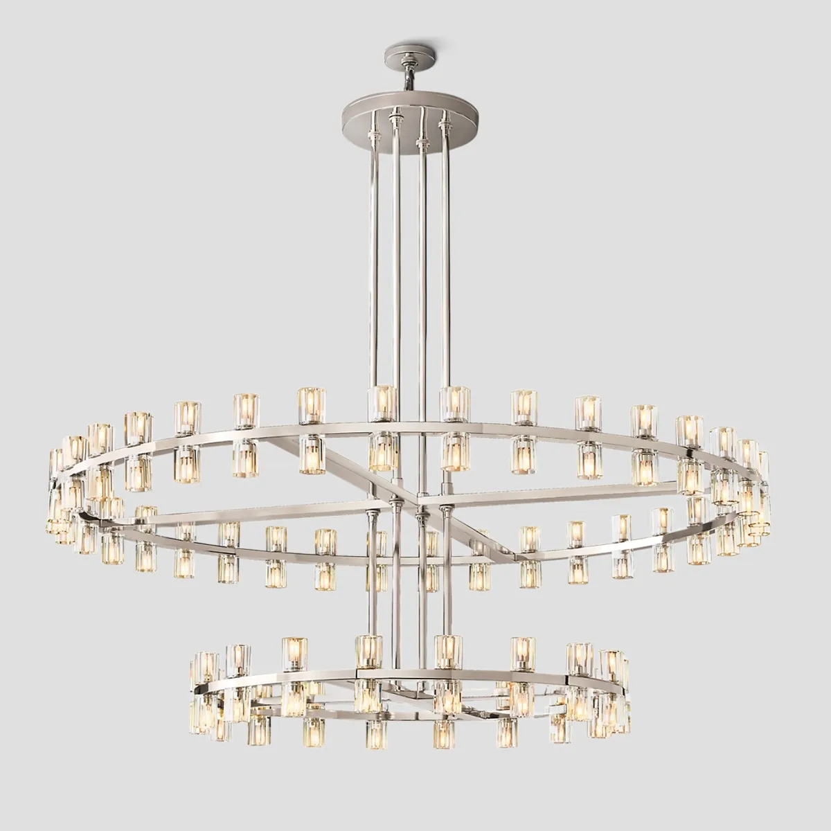 Arcachon Crystal Shade Two-Tier Round Chandelier 60"