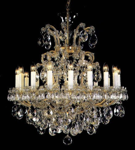 Ornate chandelier with crystal accents on a black background