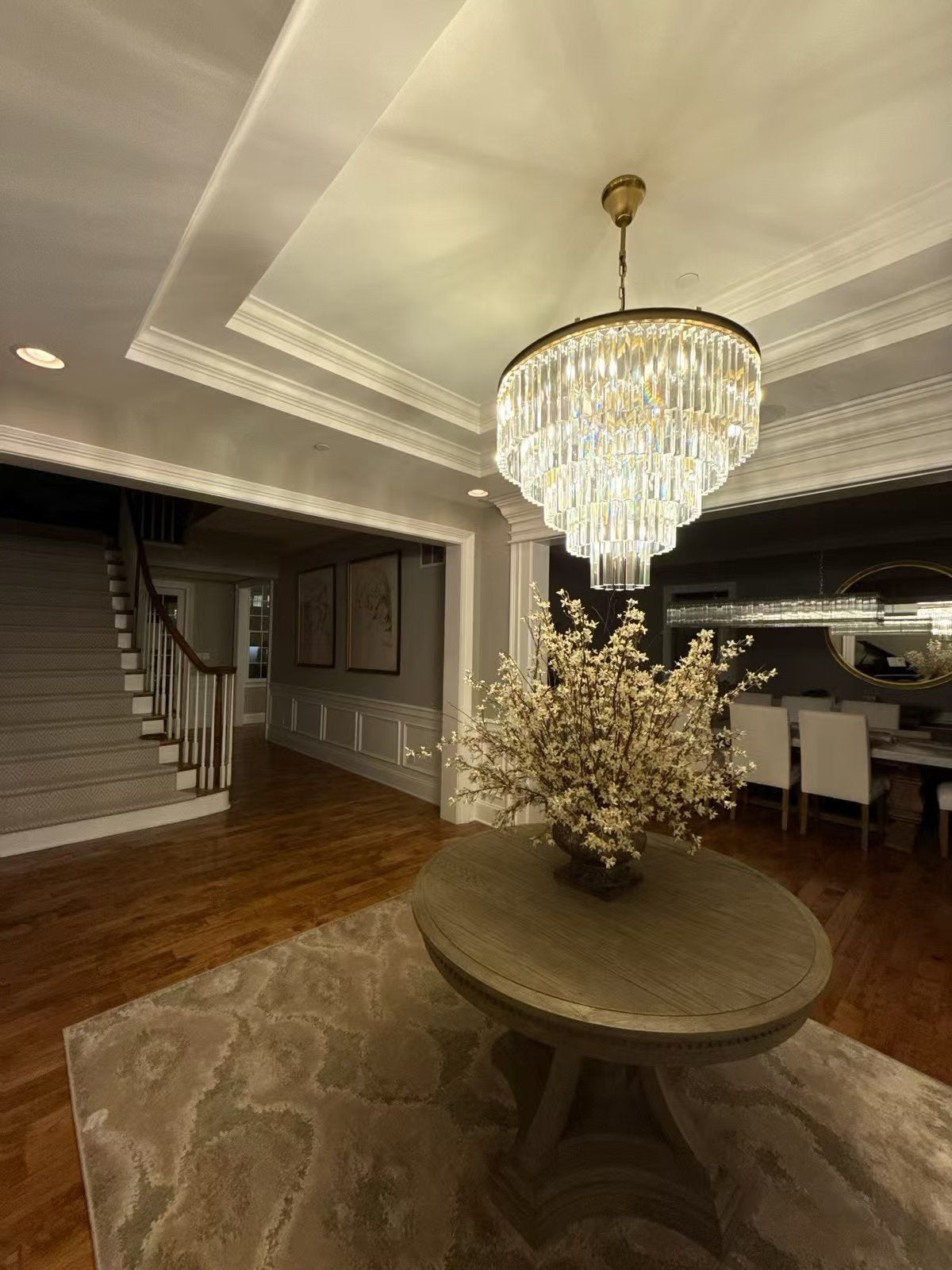 1920s Odeon Crystal Art Deco Round Chandelier 32"