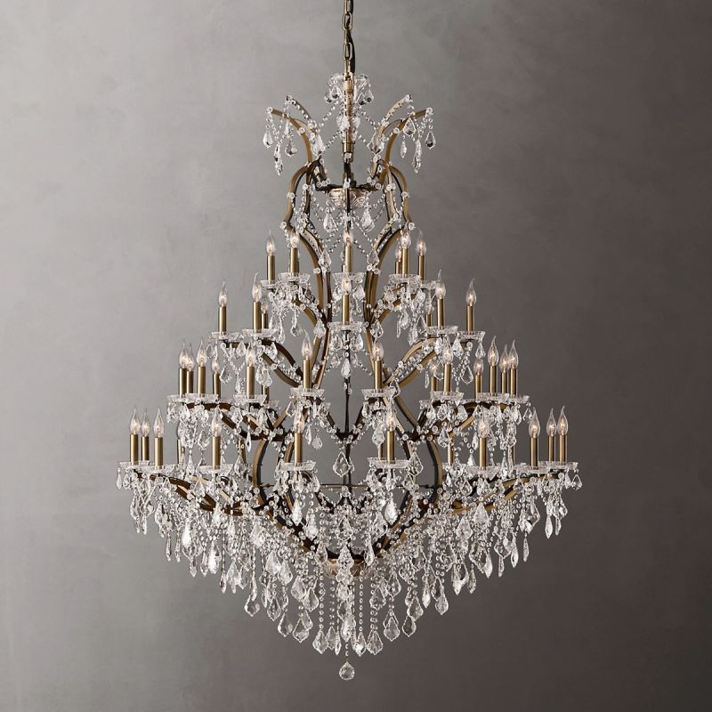 19TH Crystal Rococo Round Chandelier 60" 72"-MEET LIGHTING
