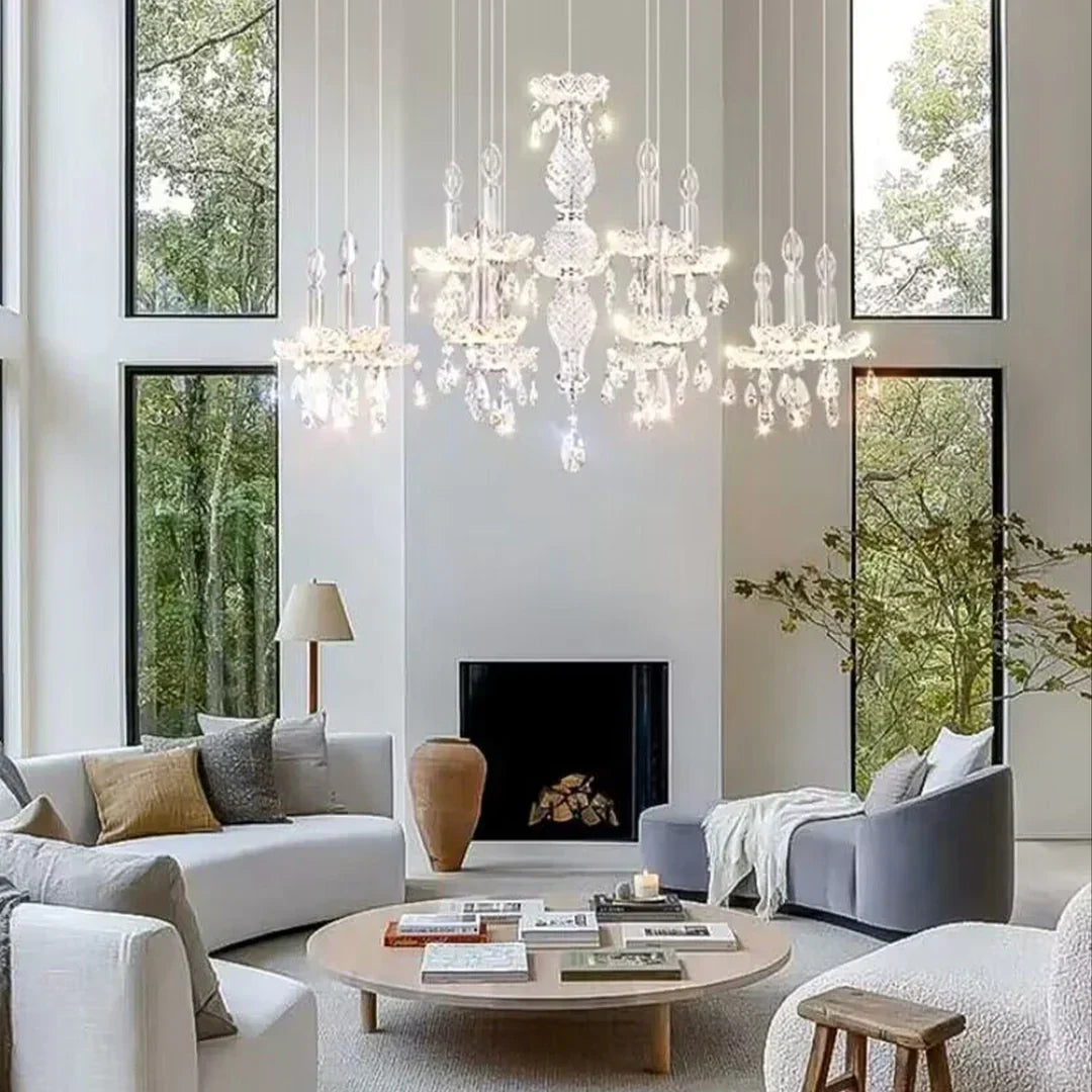 French Romantic Candle Crystal Chandelier White Modern Art Creative Pendant Light For Living Room/Dining Room/Bedroom-MEET LIGHTING