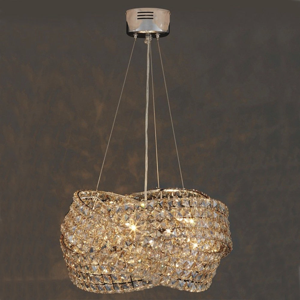 Round Crystal Ring Chandelier in Silver/Gold Finish for Lowg-ceiling-MEET LIGHTING