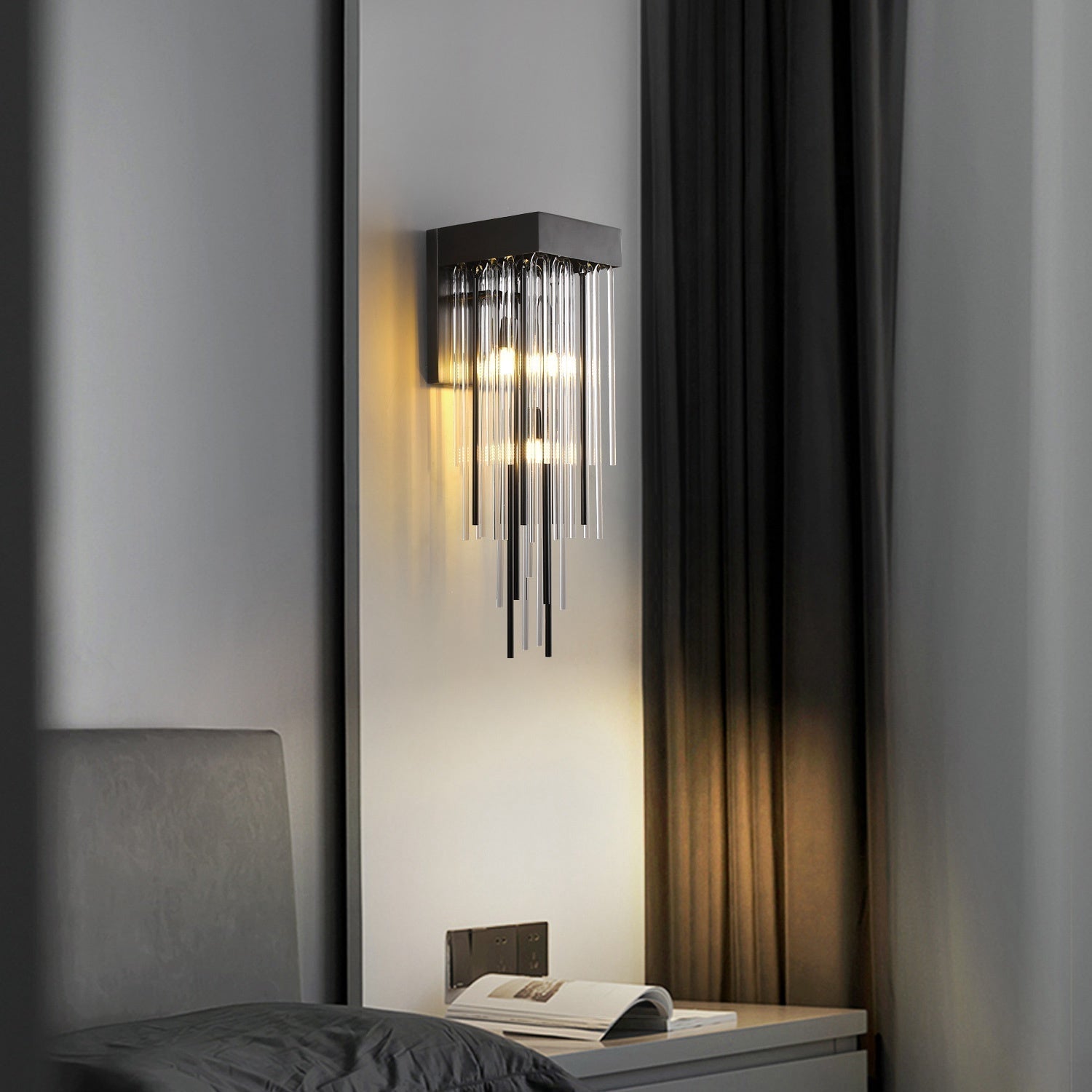 Casocada Crystal And Metal Rods Wall Sconce