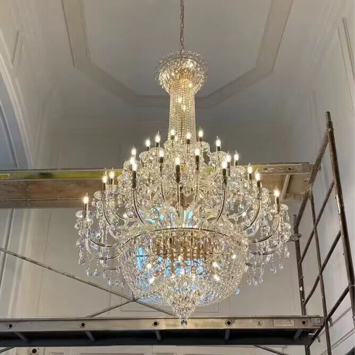 Extra Large European-style Multi-layers Candle Luxury Crystal Chandelier Gold Art Foyer/Staircase Decorative Light Fixture-MEET LIGHTING