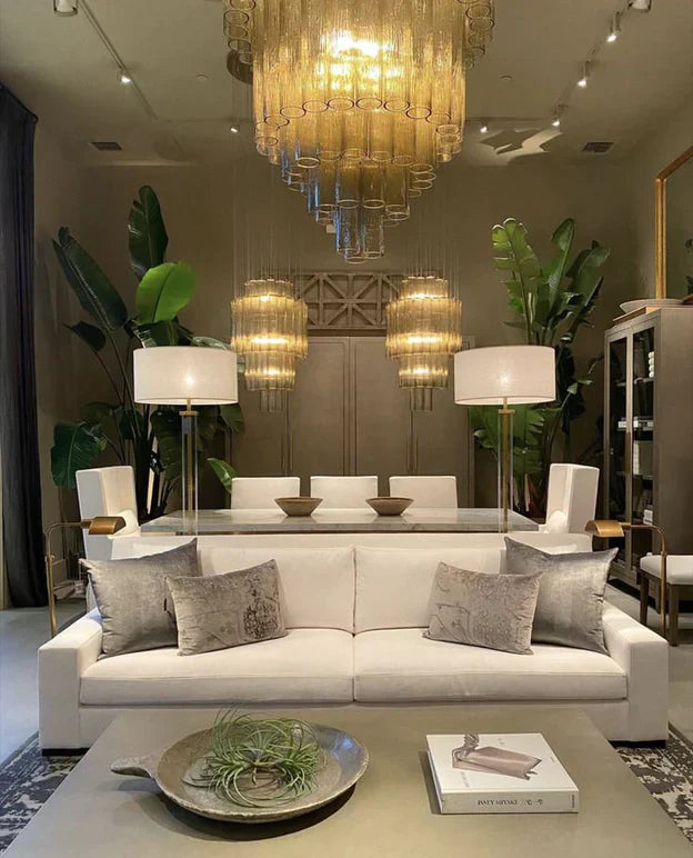 Luxury Italian Style Tubular Glass Chandelier With Chrome Finish-MEET LIGHTING