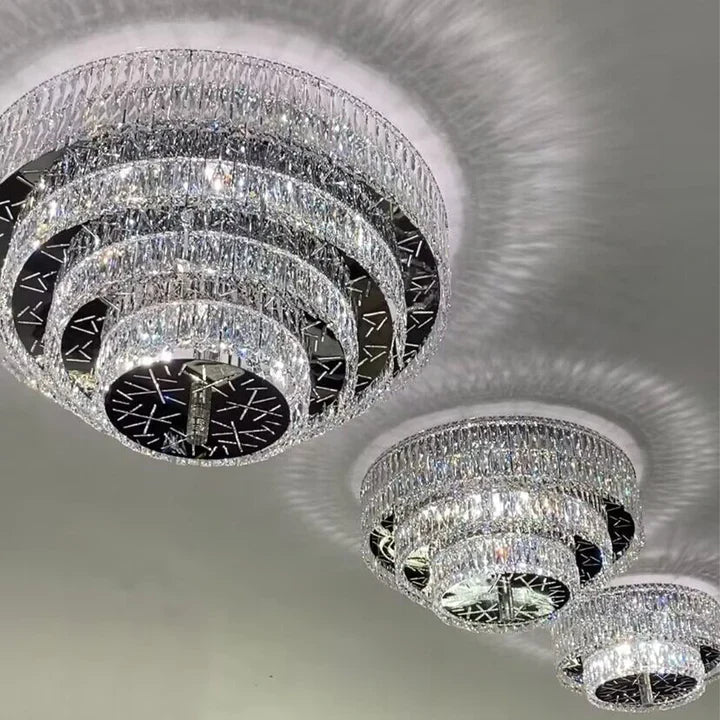 Oversized Modern Creative Flush Mount Round Multi-layers Crystal Pendant Chandelier for Living/Dining Room/Hallway-MEET LIGHTING