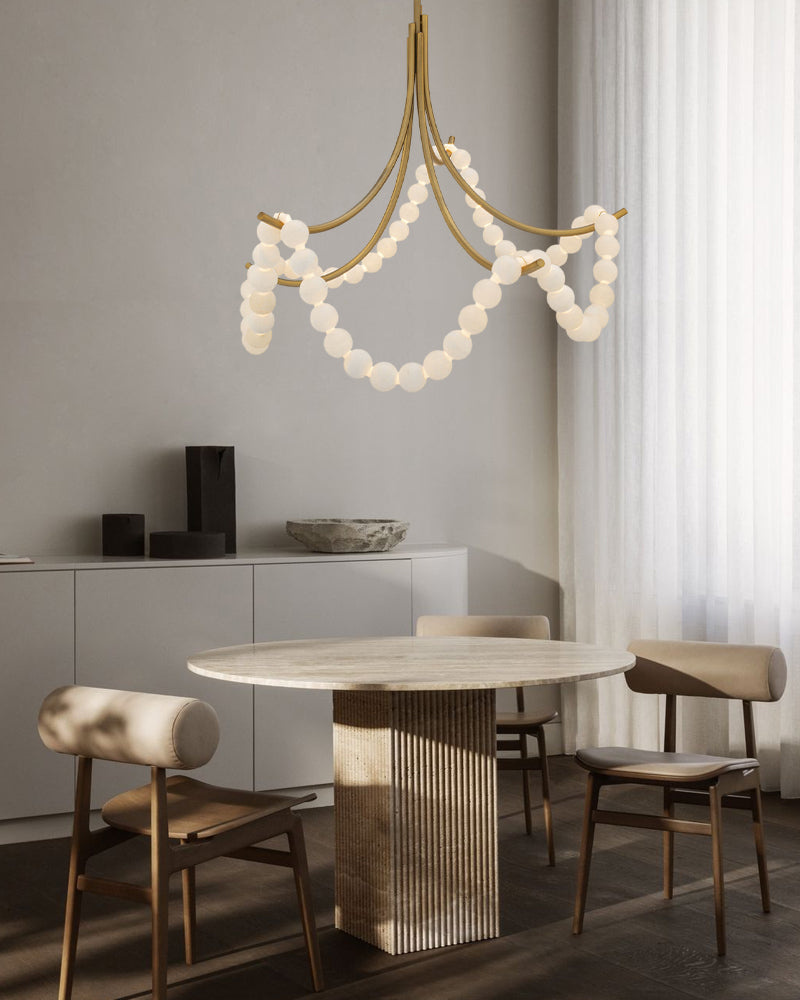 Cluster String Alabaster Beads Semi Flush Chandelier by Meetlighting
