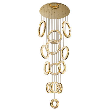 Modern Multi Gold Donuts Shape Crystal Chandelier Ring Round Light Fixture for Foyer Staircase/ Living Room/ Bar/ Hotel Lobby/ Entryway/ LOFT-MEET LIGHTING