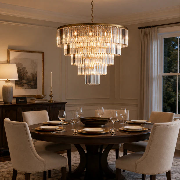 Leyland Tiered Round Crystal Chandelier 48“ 60”