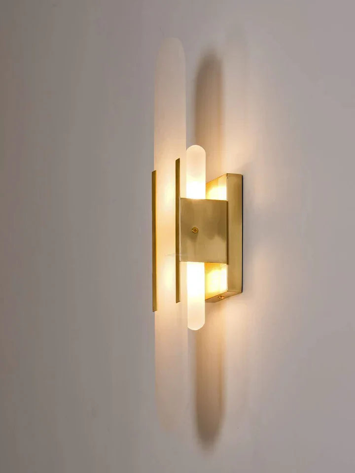 Modern Melange Elongated Alabaster Linear Wall Sconce
