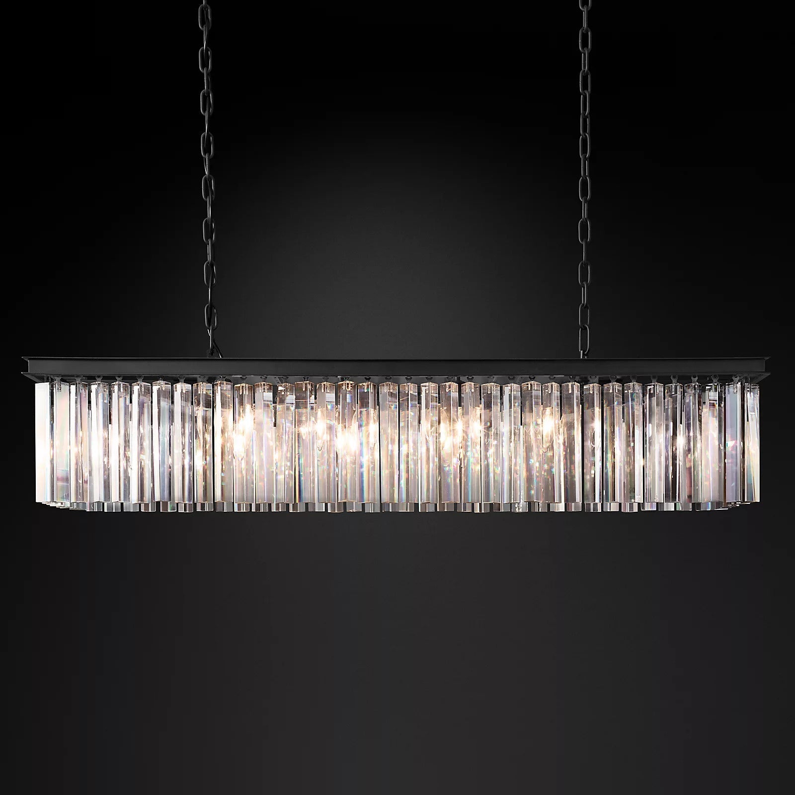 Rhys Rectangular Crystal Chandelier 49", Crystal Prism