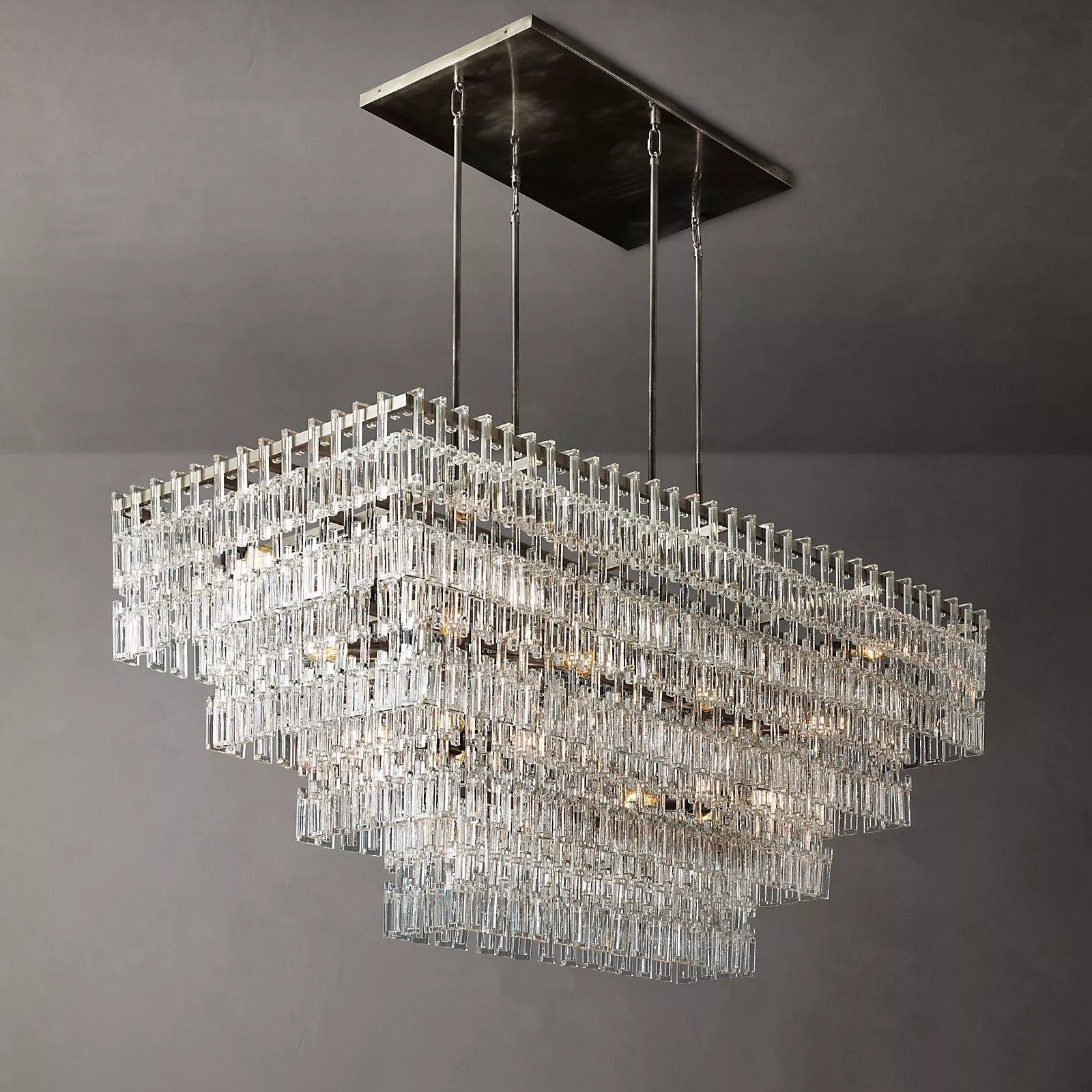 Mariogold Multi-Tier Crystal Chain Rectangle Chandelier 60" 72"