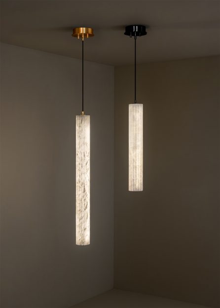 Vertical Roller Alabaster Pendant Light by Meetlighting