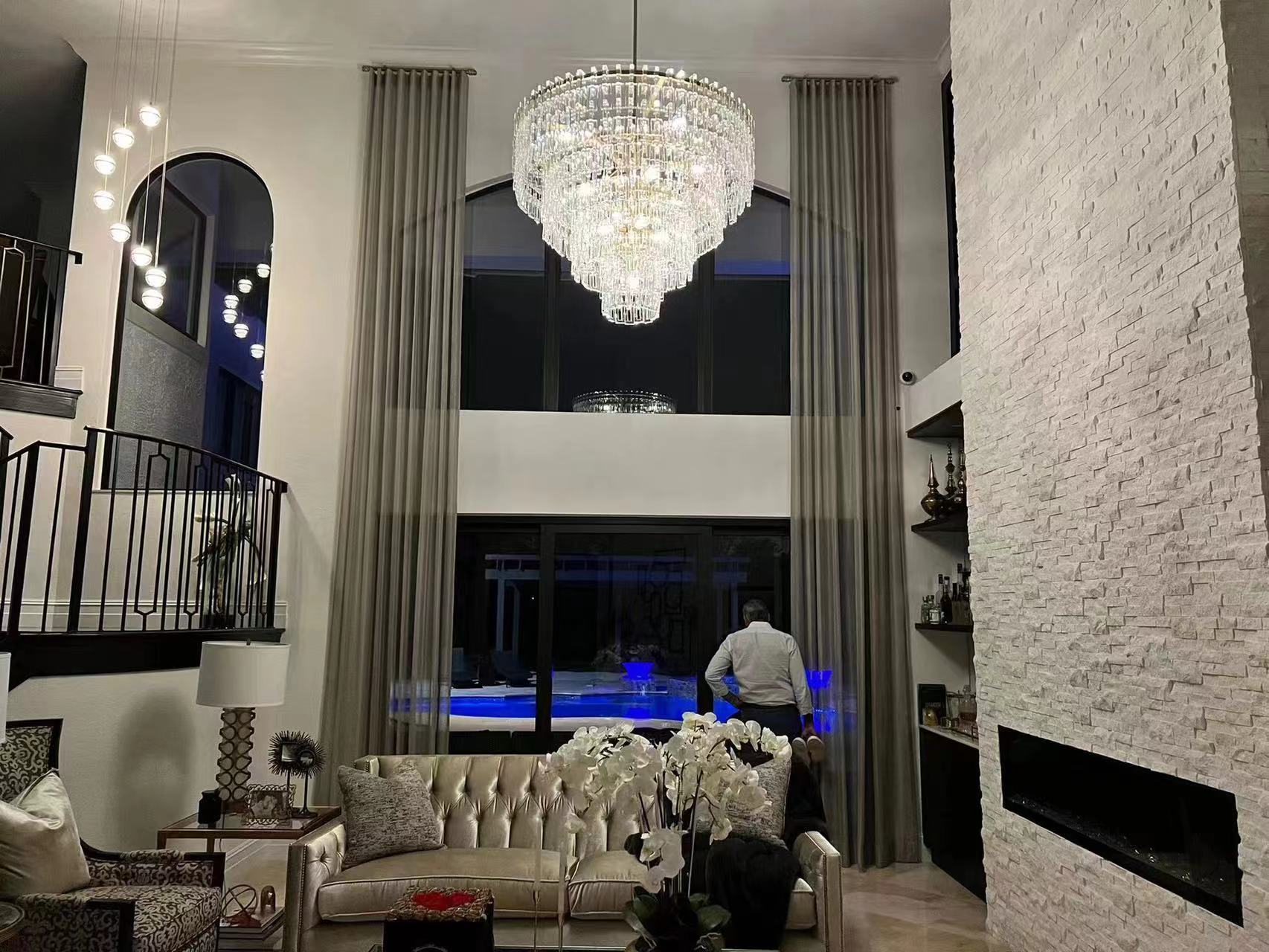 Mariogold Multi-Tier Crystal Chain Round Chandelier 36" 48" 60"