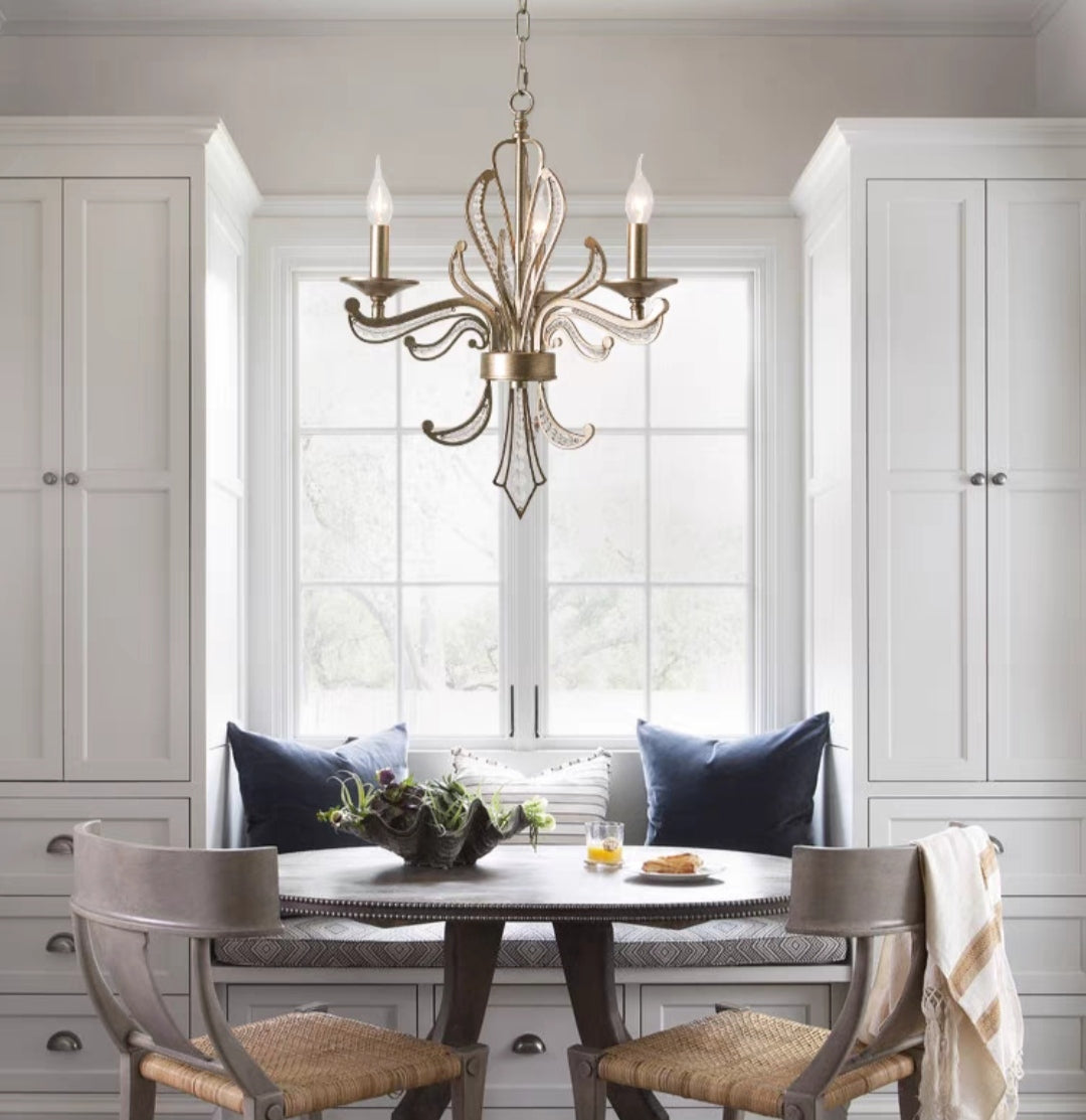 Vintage Style Silver Candle Chandelier for Living Room/Dining Room-MEET LIGHTING